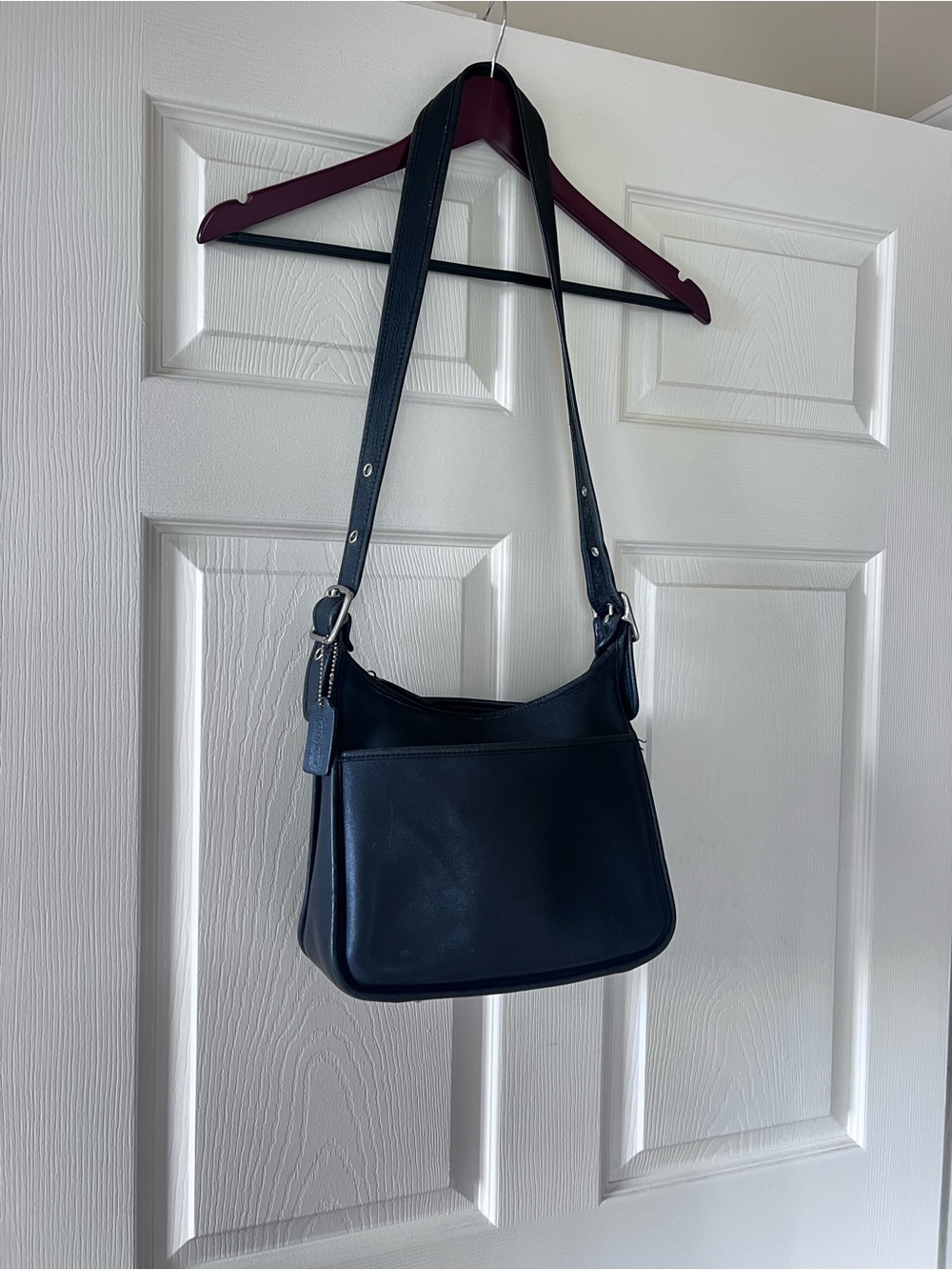 Vintage Coach Black Legacy Zip Leather Shoulder Bag with Adjustable Strap